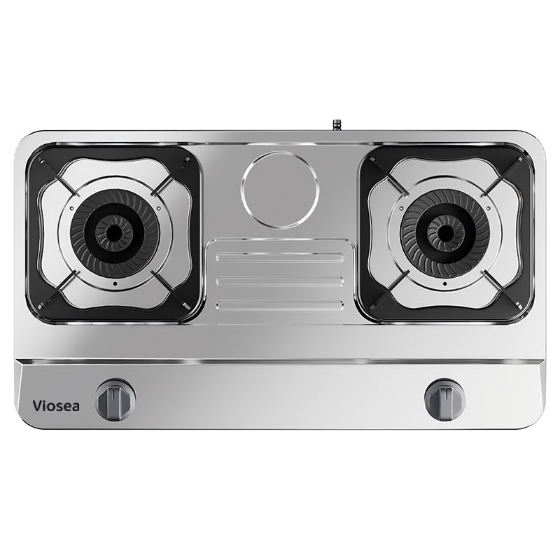 Dapur Gas Meja Dapur Mudah Bersih Keluli Tahan Karat Dwi-Burner